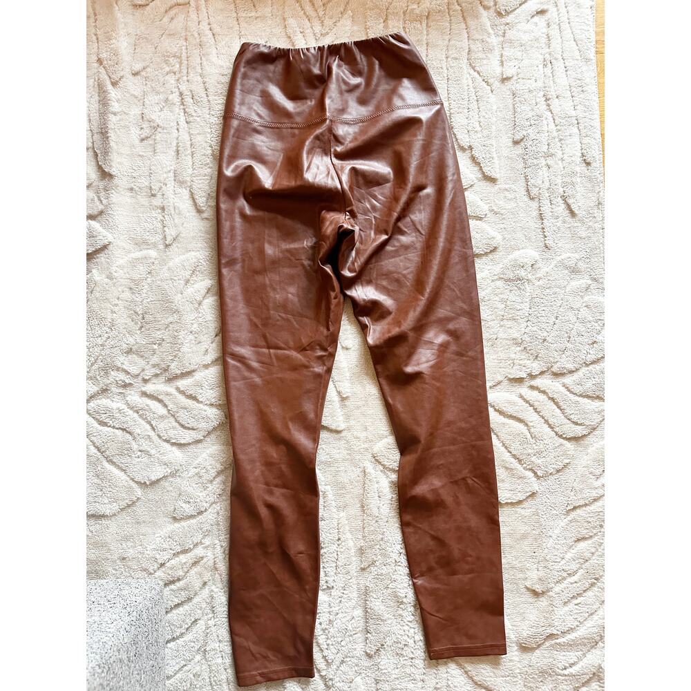 Aritzia Wilfred Free Daria Pant Brown High Rise Vegan Leather Leggings Size S - Picture 7 of 7